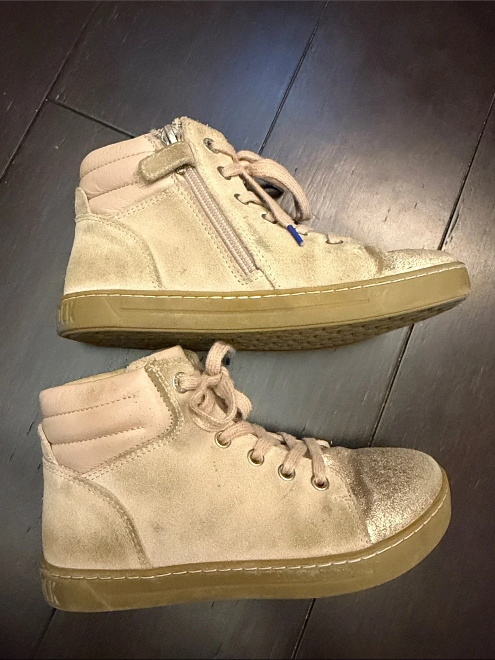Birkenstock Kids suede high tops dusty pink